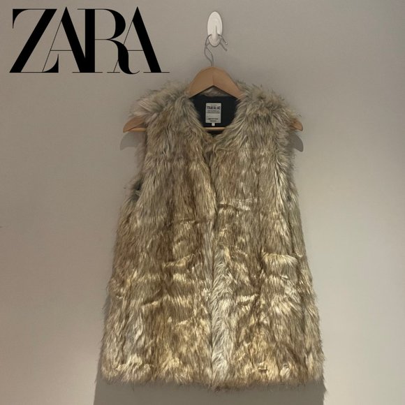 Zara Vest Faux Fur Tan Light Brown - Medium - Picture 1 of 8